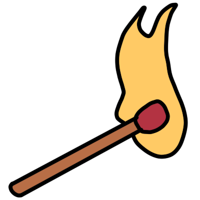 a lit match with a red head.